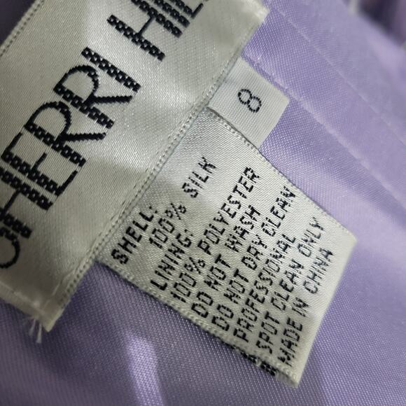 Sherri Hill Silk Dress Purple Sequin Sweetheart Hi Low Strapless Gown Formal 8 - Picture 7 of 16